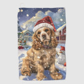 Serviette De Golf Cocker Spaniel Winter Wonderland Noël Joie (Devant)