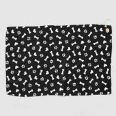 Serviette De Golf Coeur Chien Paws Et Os Noir (Horizontal)