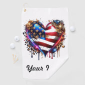 Serviette De Golf Coeur du drapeau américain personnalisé (En situation)