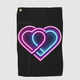 Serviette De Golf Coeur rose néon/bleu Tasse de la Saint-Valentin