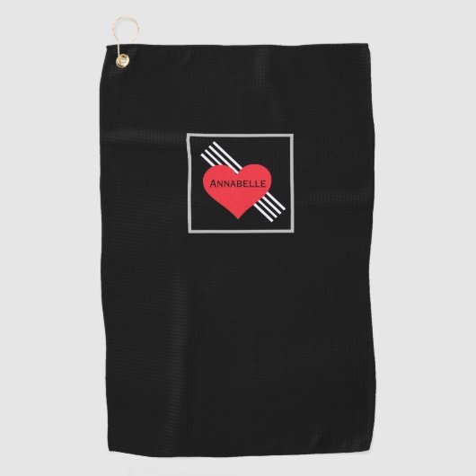 Serviette De Golf Coeur rouge mignon Nom personnalisé Cool Chic pour (Devant)