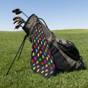 Serviette De Golf Cœurs Amour Colorés Motif Design Noir