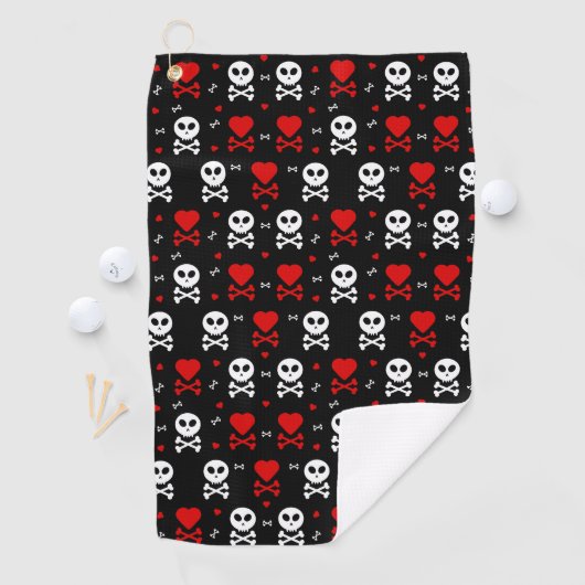 Serviette De Golf Coeurs crâniens (En situation)