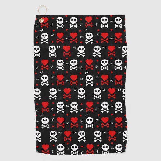 Serviette De Golf Coeurs crâniens (Devant)