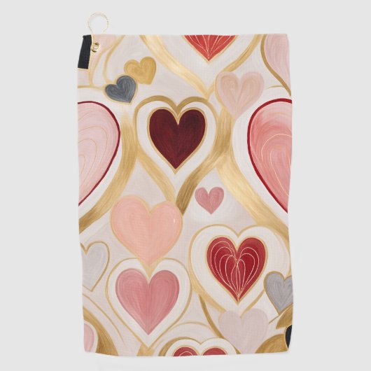 Serviette De Golf Coeurs d'amour (Devant)
