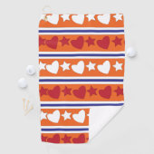 Serviette De Golf Cœurs d'amour rayures étoilées (En situation)