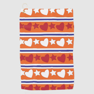 Serviette De Golf Cœurs d'amour rayures étoilées