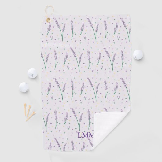 Serviette De Golf Coeurs Lavande Monogrammé Girly Pretty Golf (En situation)