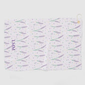 Serviette De Golf Coeurs Lavande Monogrammé Girly Pretty Golf (Horizontal)