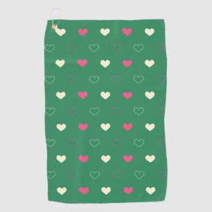 Serviette De Golf Cœurs Vibrants sur Fond Vert : Contraste Rose et C