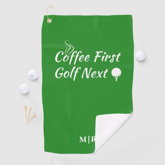 Serviette De Golf Coffee First Golf Next Humour Devis (En situation)
