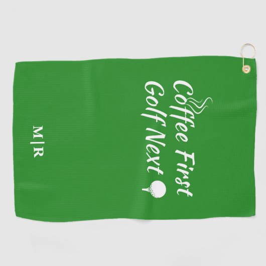 Serviette De Golf Coffee First Golf Next Humour Devis (Horizontal)