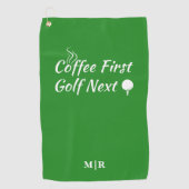 Serviette De Golf Coffee First Golf Next Humour Devis (Devant)