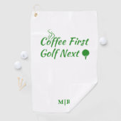 Serviette De Golf Coffee First Golf Next Humour Devis (En situation)