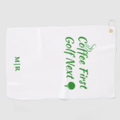 Serviette De Golf Coffee First Golf Next Humour Devis (Horizontal)