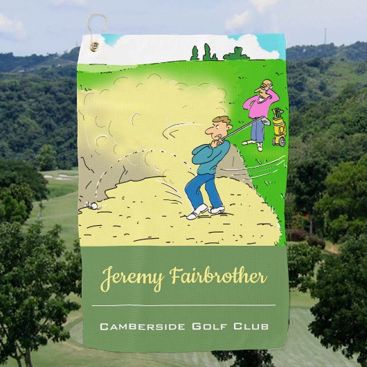 Serviette De Golf Coincé dans un Bunker - Drôle Cartoon de golf