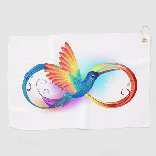 Serviette De Golf Colibri arc-en-ciel avec symbole Infinity (Horizontal)