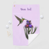 Serviette De Golf Colibri Et Fleur Iris Personnalisés  (En situation)