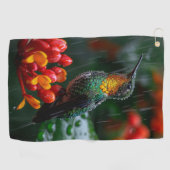 Serviette De Golf Colibri perché sur une fleur vive (Horizontal)