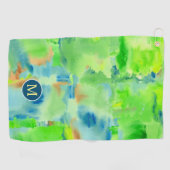 Serviette De Golf Collage d'aquarelle d'abrégé sur forêt de ressort (Horizontal)