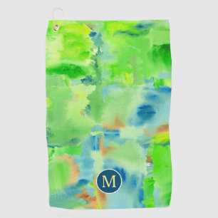 Serviette De Golf Collage d'aquarelle d'abrégé sur forêt de ressort