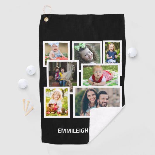 Serviette De Golf Collage de 7 photos noir (En situation)