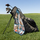Serviette De Golf Collage de 8 Modèles photo avec texte personnalisé (Vert)