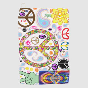 Serviette De Golf Collage Peace & Paisley