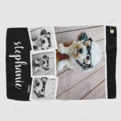 Serviette De Golf Collage photo 4 tendance Nom du script noir blanc (Horizontal)