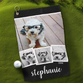 Serviette De Golf Collage photo 4 tendance Nom du script noir blanc