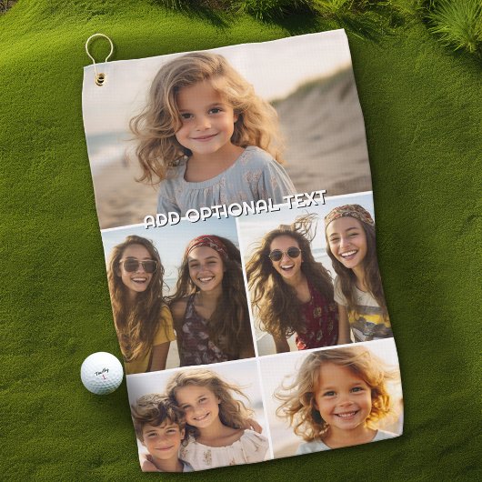 Serviette De Golf Collage photo minimal moderne 5 avec texte