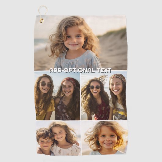 Serviette De Golf Collage photo minimal moderne 5 avec texte (Devant)