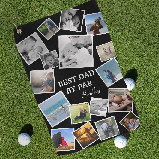 Serviette De Golf Collage photo personnalisé de 17 papa | FÊTE DES P