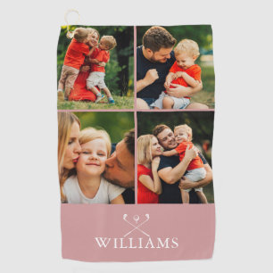 Serviette De Golf Collage photo personnalisé rose poussiéreux
