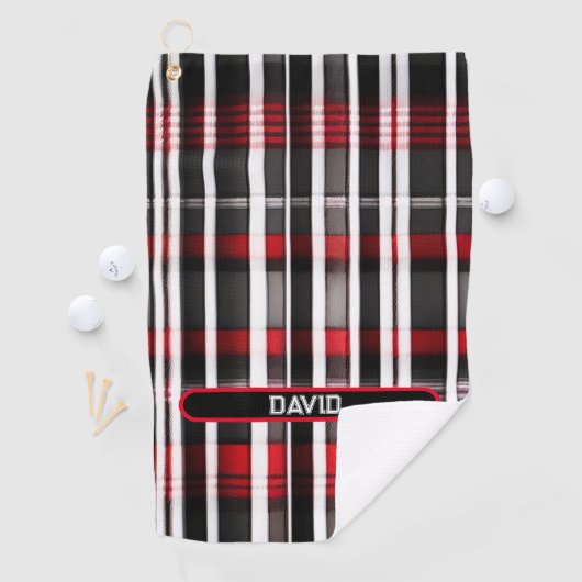 Serviette De Golf Collection Abstraite de plaid rouge (En situation)
