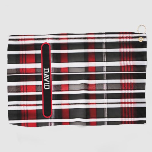 Serviette De Golf Collection Abstraite de plaid rouge (Horizontal)