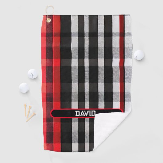 Serviette De Golf Collection Abstraite Red Black Plaid (En situation)