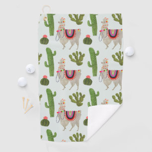 Serviette De Golf Collection Llamarama   Cactus & Llama Motif