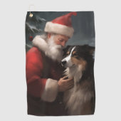 Serviette De Golf Collie frontalier avec Noël Festif du Père Noël (Devant)