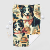 Serviette De Golf Collie frontière mignonne sans joint (En situation)