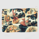 Serviette De Golf Collie frontière mignonne sans joint (Horizontal)
