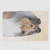 Serviette De Golf Collie (Rough) Peinture - Cute Original Chien Art (Horizontal)