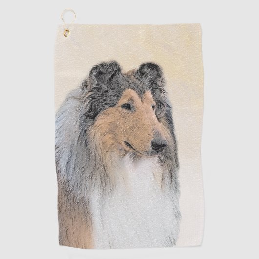Serviette De Golf Collie (Rough) Peinture - Cute Original Chien Art (Devant)