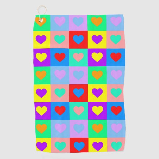 Serviette De Golf Colorée Coeur Motif Pop Art (Devant)