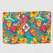 Serviette De Golf Colorful Tropical Flowers Pattern (Horizontal)