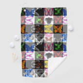 Serviette De Golf Colourful Butterfly Plaid Tartan Check Design  (En situation)