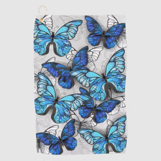 Serviette De Golf Composition des White and Blue Butterflies (Devant)