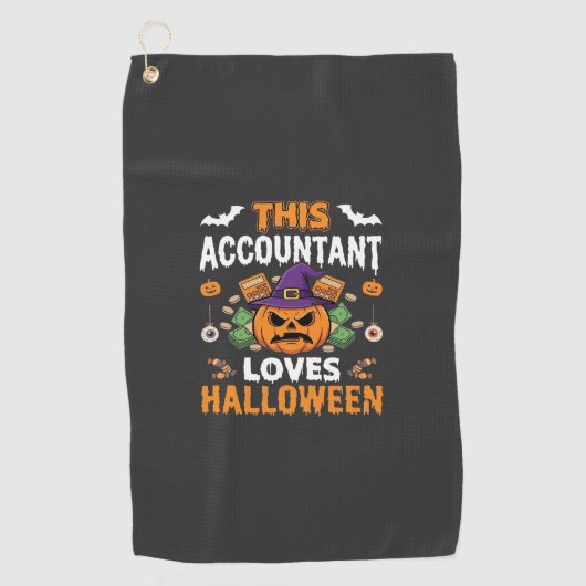Serviette De Golf Comptable Aime Halloween Citrouille Comptable Desi (Devant)