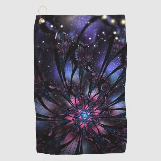 Serviette De Golf Conception Abstraite des fleurs fractales. (Devant)