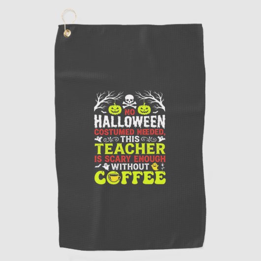 Serviette De Golf Conception de café assez effrayant pour Halloween (Devant)